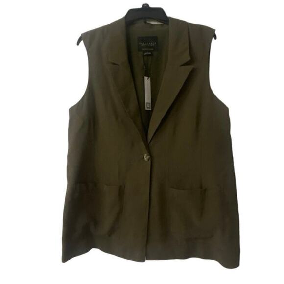 SANCTUARY NWT One Button Long Line Vest Mossy Green Size Large - Picture 3 of 10